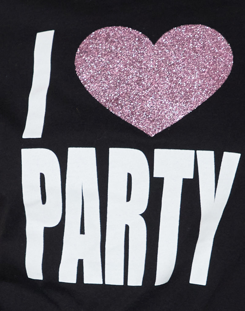 Image of Saki Tee in Black I Love Party Print
