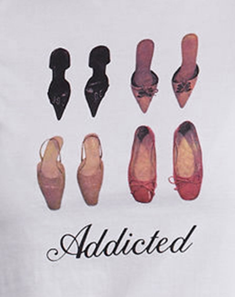 Image of Saki Tee in White with Shoe Addicted Print