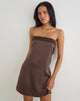 Image of Sakya Bandeau Mini Dress in Satin Brown