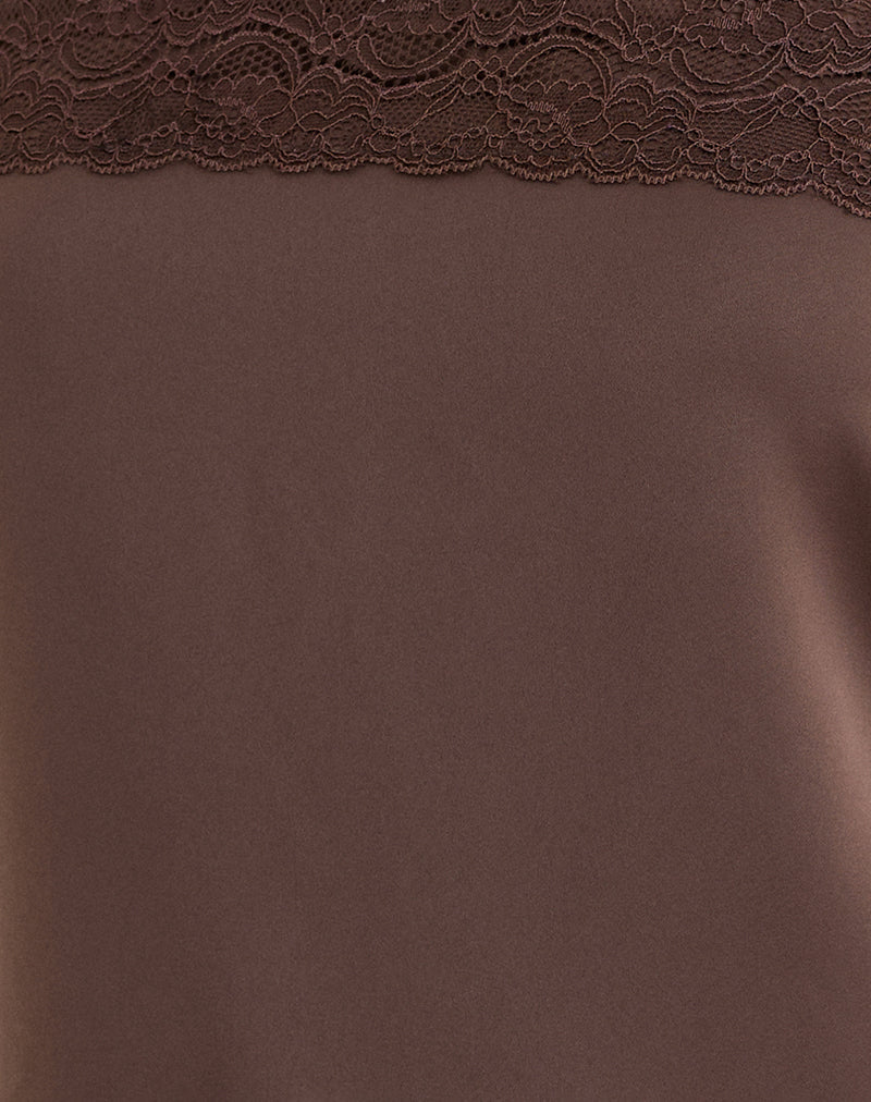 Image of Sakya Bandeau Mini Dress in Satin Brown