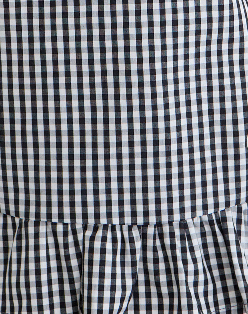 Image of Salome Peplum Top in Mini Gingham Grey
