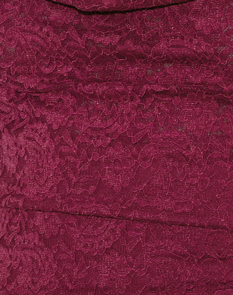Image of Samwell Halterneck Top in Paisley Lace Burgundy