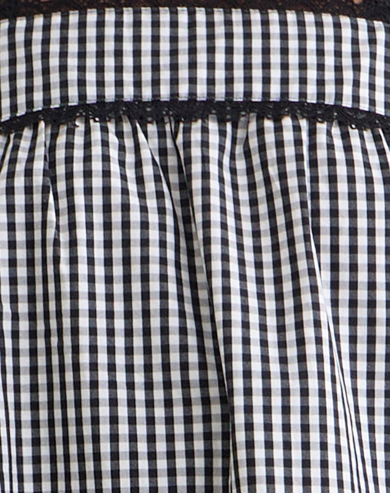 Image of Sandat Smock Mini Dress in Mini Gingham Grey