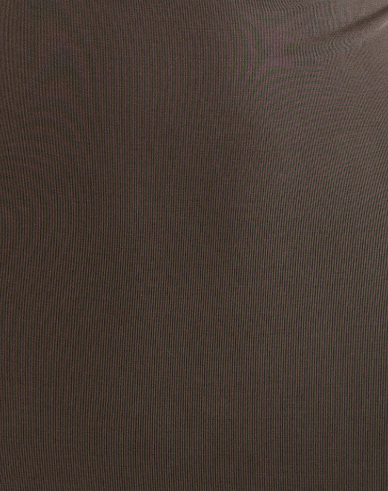 Image of Sanyu Plunge Maxi Dress in Cupro Dark Brown