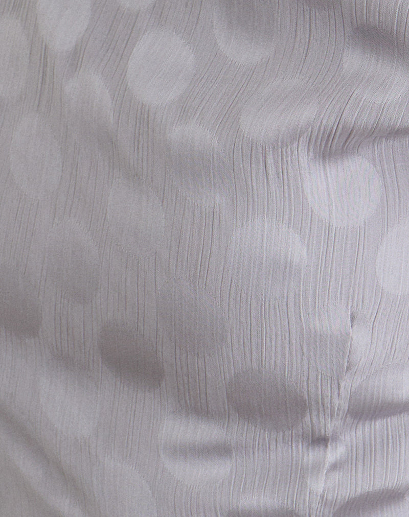 Image of Sardian Maxi Dress in Chiffon Monochrome Silver Grey Polka