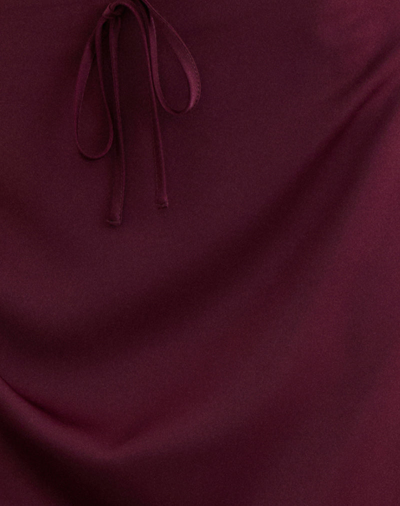 Image of Sarinem Maxi Skirt in Satin Burgundy