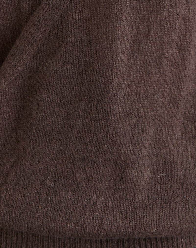 Image of Saroya Plunge Wrap Top in Knit Dark Chocolate