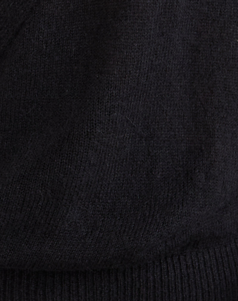 Image of Saroya Plunge Wrap Top in Knit Black