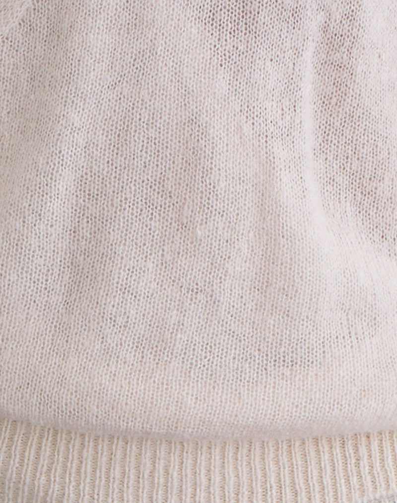 Image of Saroya Plunge Wrap Top in Knit Ecru