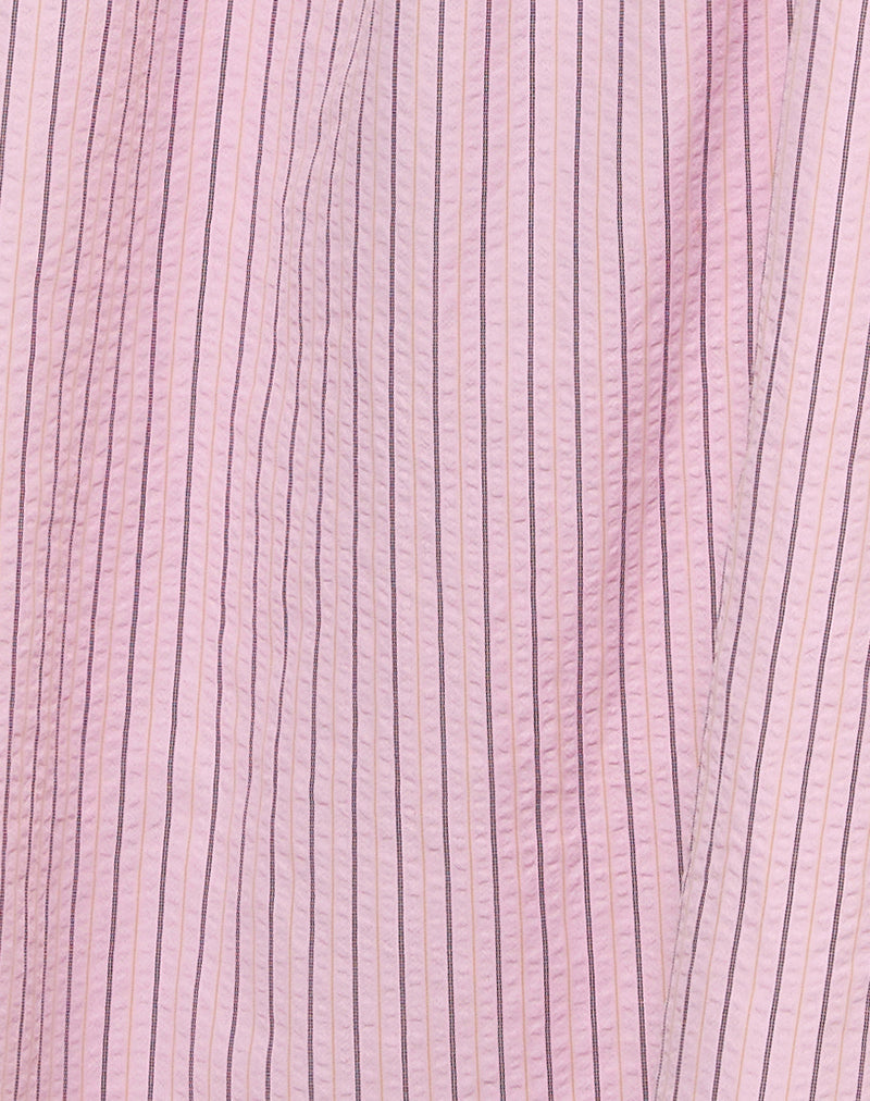 Image of Sasori Smock Mini Dress in Pink Stripe