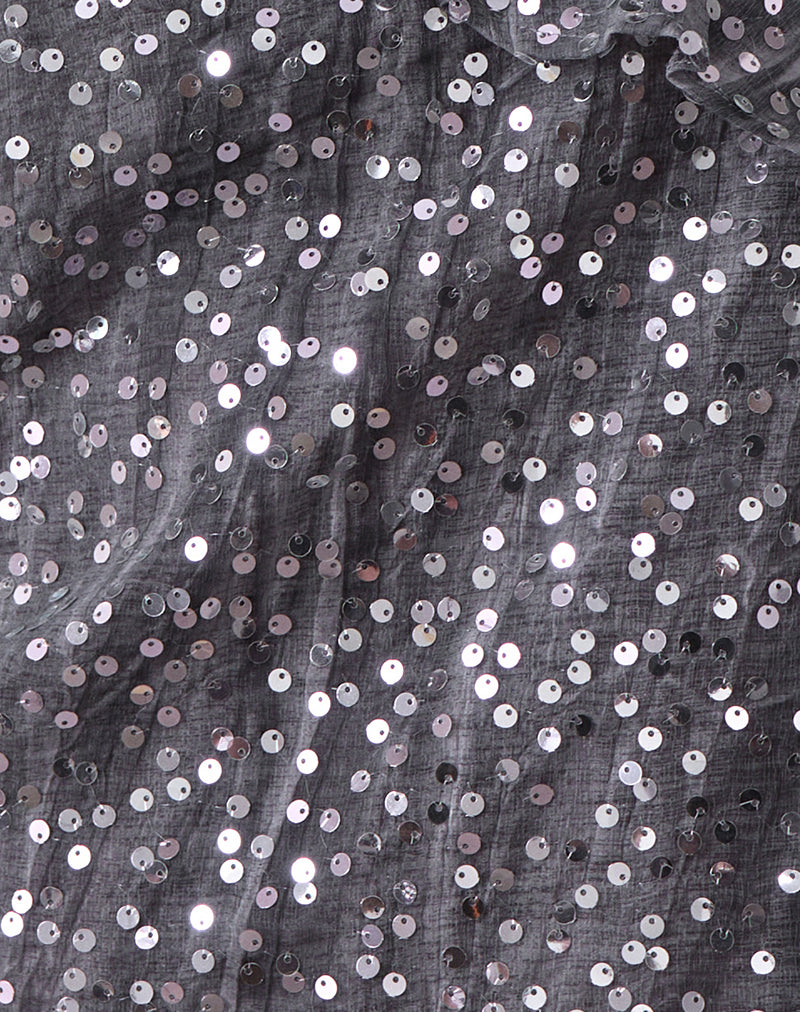 Image of Savira Top in Chiffon Sequin Grey