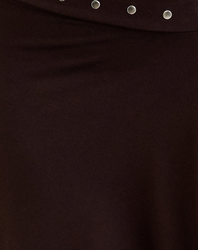 Image of Emera Midi Skirt with Studs in Bitter Chocolate