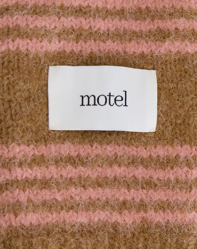 Image of Scarf in Knit Pink Stripe Brushed Wool