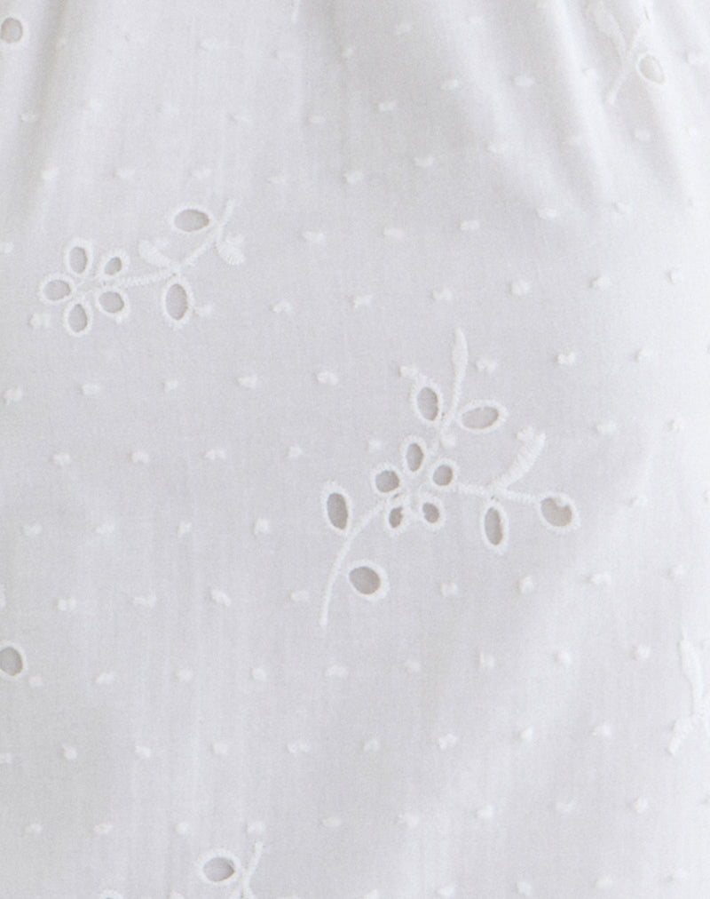 Image of Sedona Halterneck Top in Broderie White