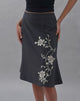 Image of Sepzhi Midi Skirt in Vine Flower Embroidered Dark Charcoal