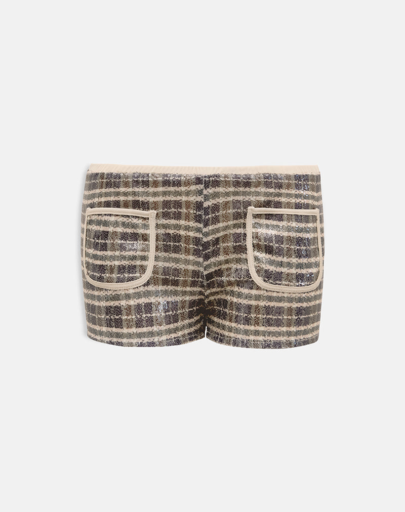Image of Serafim Short in Sequin Vintage Check Brown