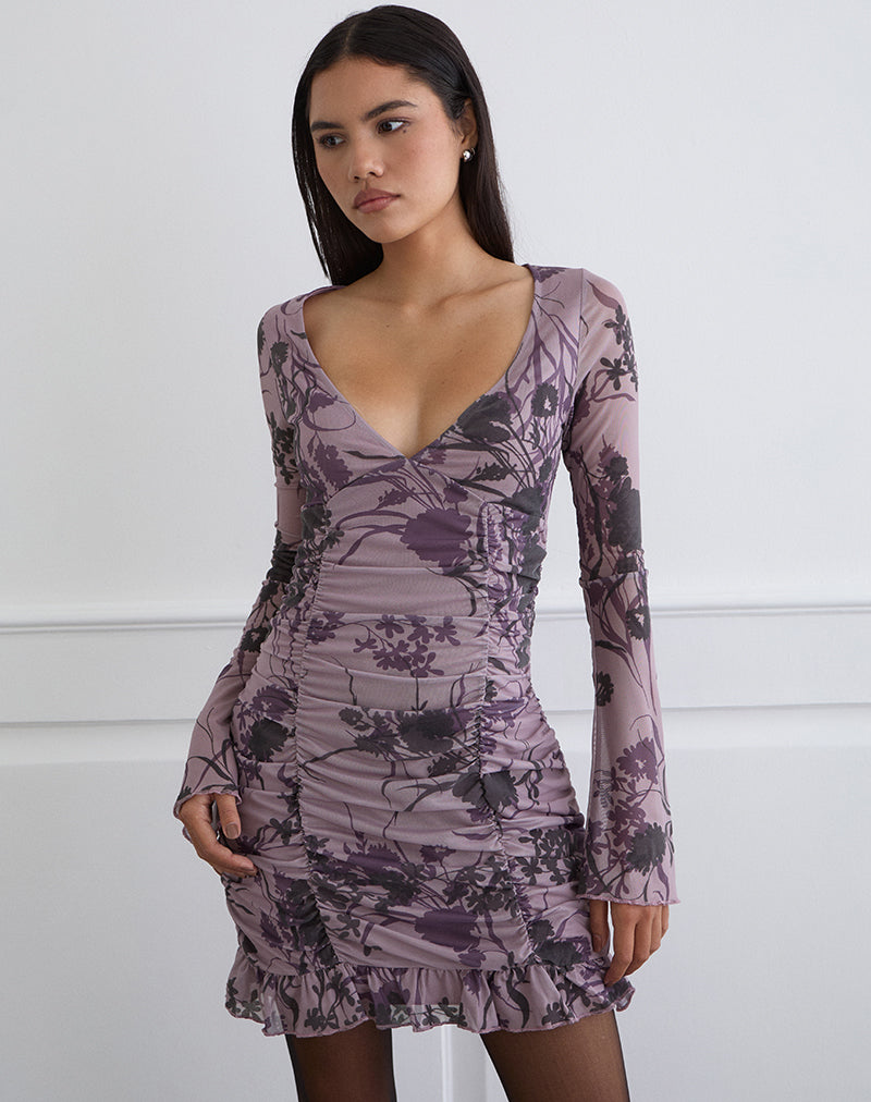 Image of Sezuko Dress in Flock Shadow Flower Purple