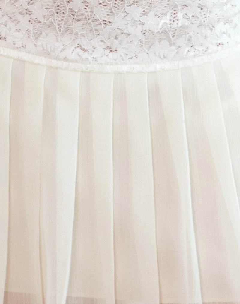 Image of Akara Pleated Mini Skirt in Chiffon Ivory