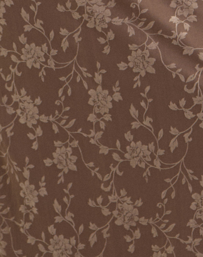 Image of Shaleed Maxi Dress in Leafy Flock Dark Taupe