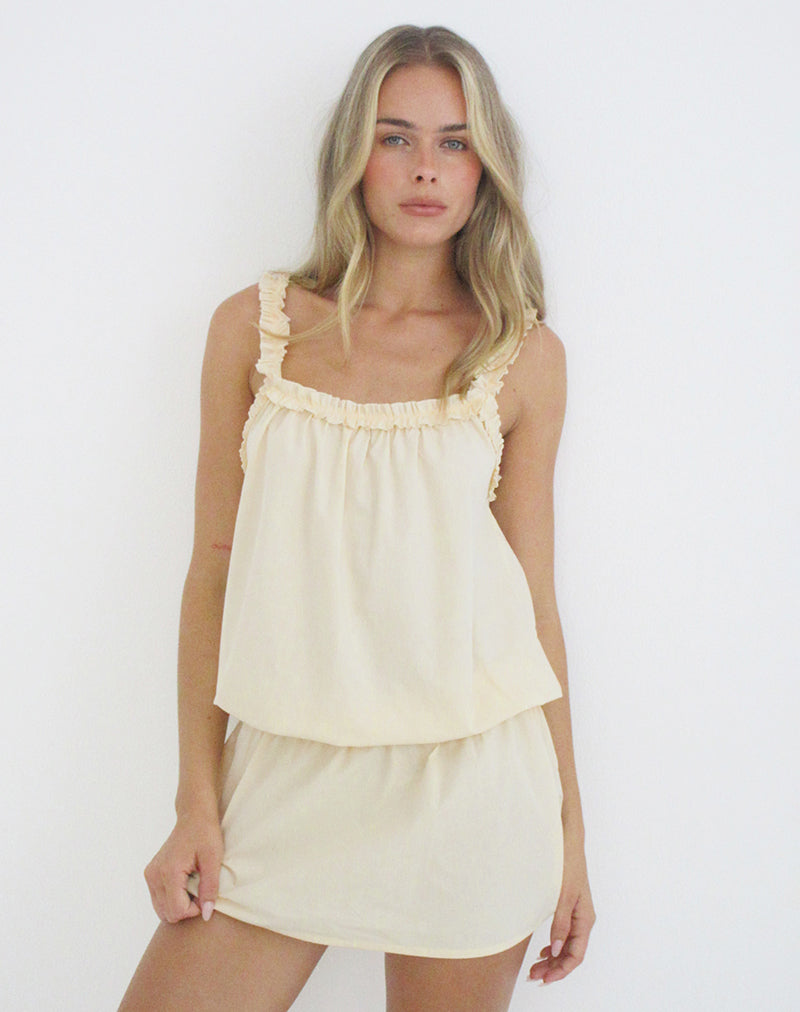Image of Shasta Mini Dress in Poplin Buttermilk