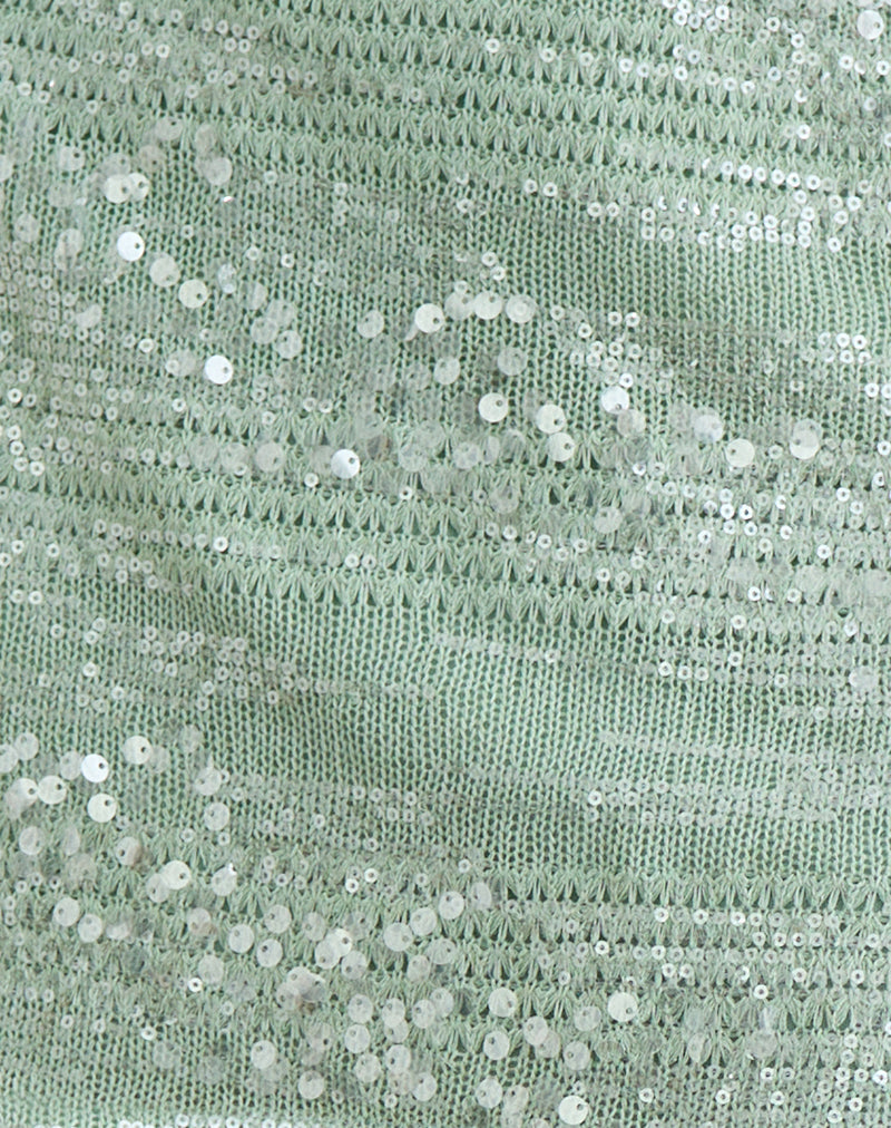 Image of Nirado Mini Skirt in Sequin Knit Mint Green