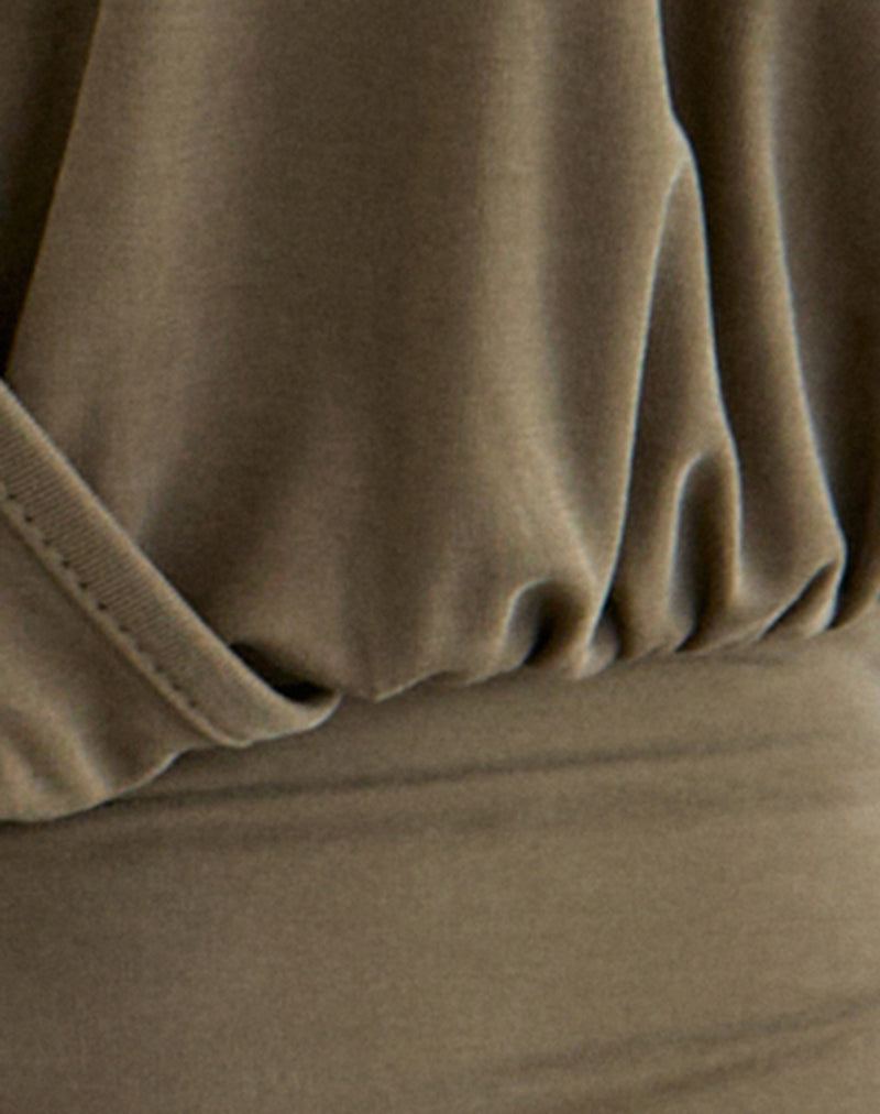 Image of Sherlyn Halter Top in Cupro Khaki