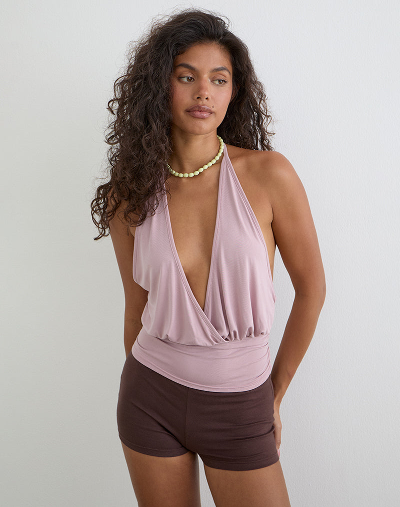 Image of Sherlyn Halter Top in Cupro Pink