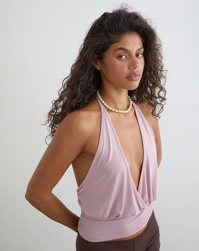 Image of Sherlyn Halter Top in Cupro Pink