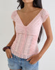 Image of Shiku Button Up Top in Broderie Pink