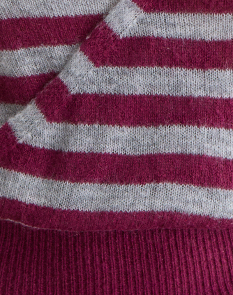 Image of Shilpa Top in Maxi Stripe Wine and Grey