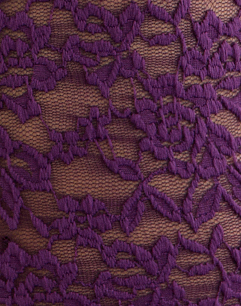 Image of Mahota Deep Plunge Long Sleeve Top in Lace Purple
