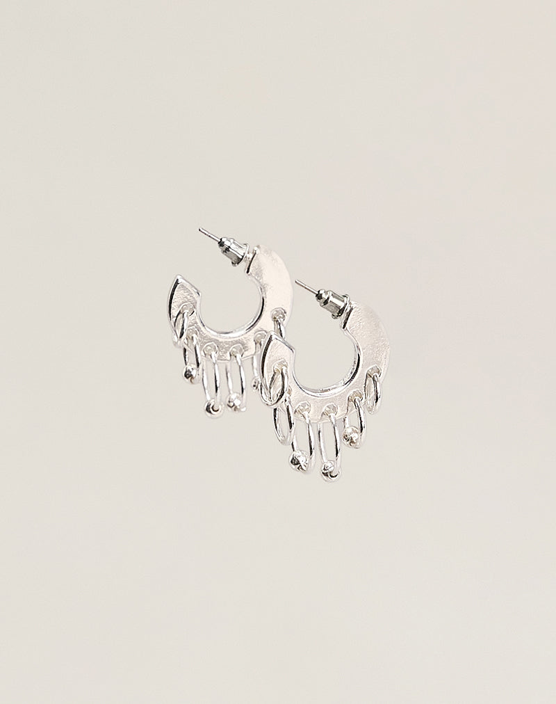 Image of Silver Chain Hoop Earrings
