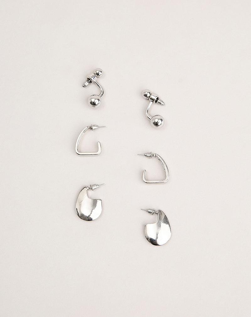 Image of Silver Plated Two Ball Earrings with a Silver Plated Hoop