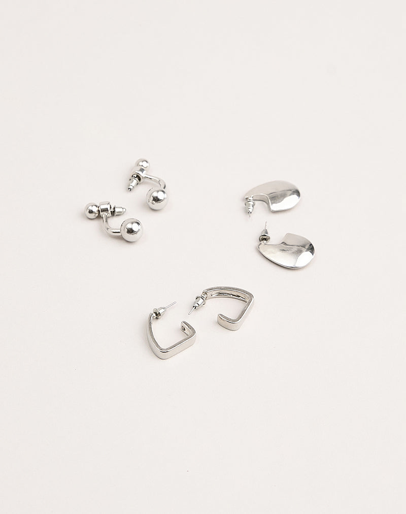Image of Silver Plated Two Ball Earrings with a Silver Plated Hoop