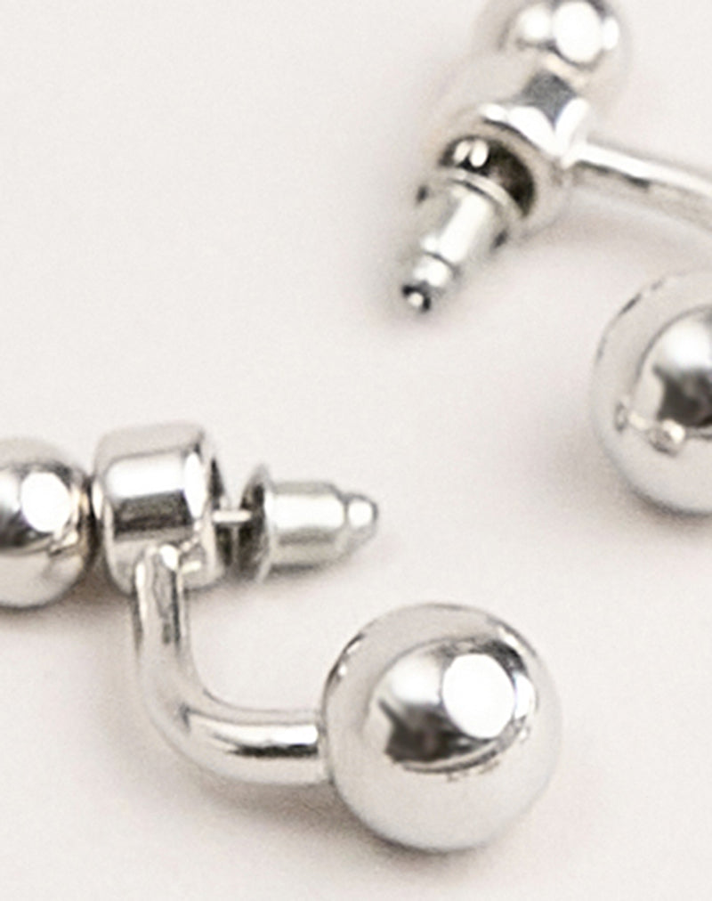 Image of Silver Plated Two Ball Earrings with a Silver Plated Hoop