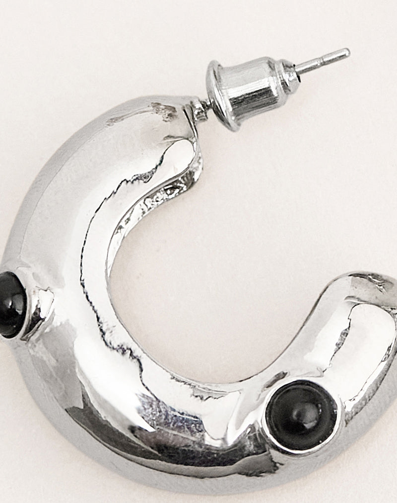 Image of Silver Chunky Stud Hoop Earrings