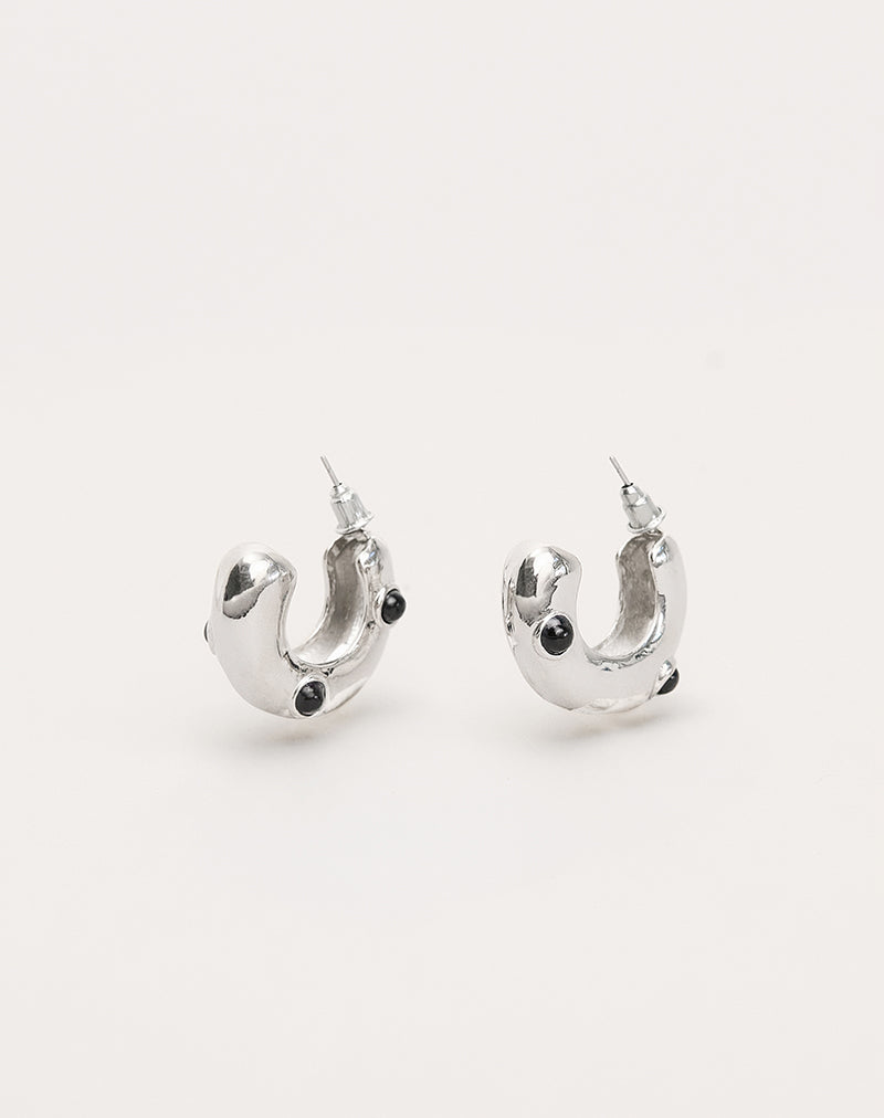 Image of Silver Chunky Stud Hoop Earrings