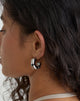 Image of Silver Chunky Stud Hoop Earrings
