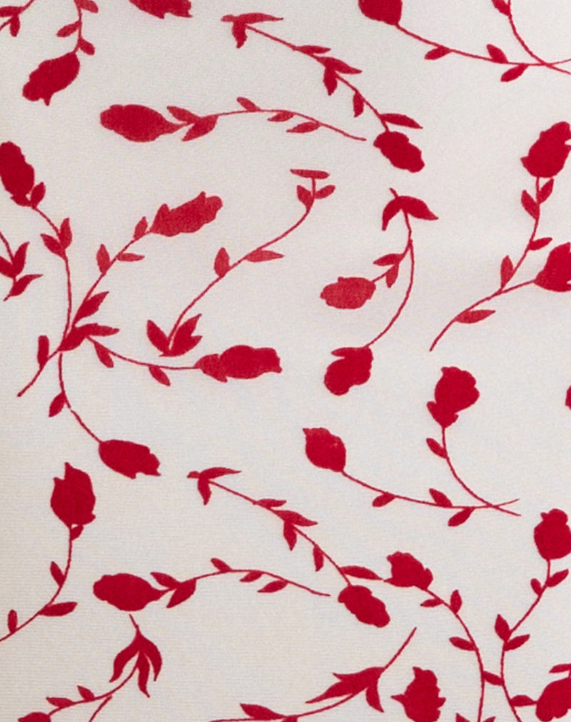 Image of Sitiya Maxi Dress in Cream with Red Leafy Lily Flock