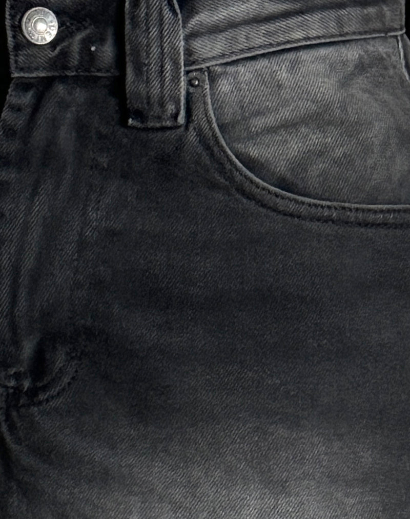 Image of Low Rise Denim Skater Short in Extreme Black