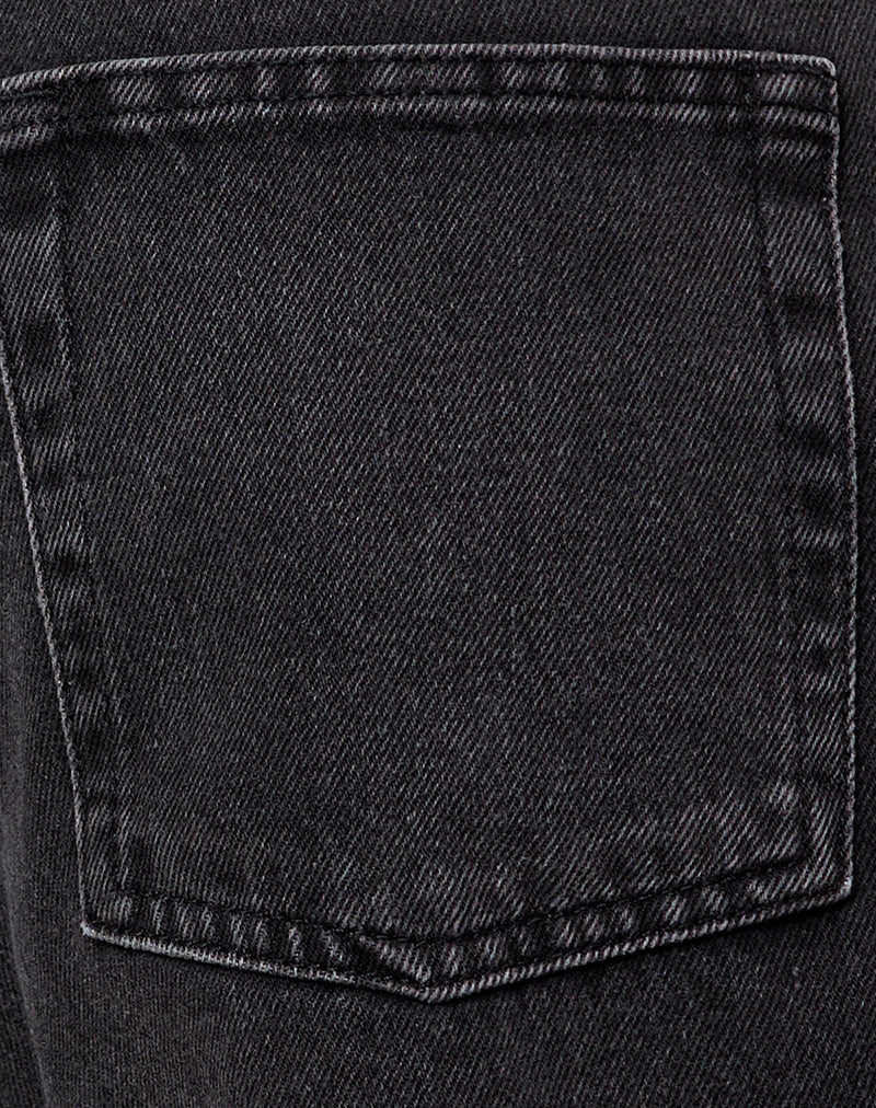 Image of Low Rise Denim Skater Short in Washed Black Grey