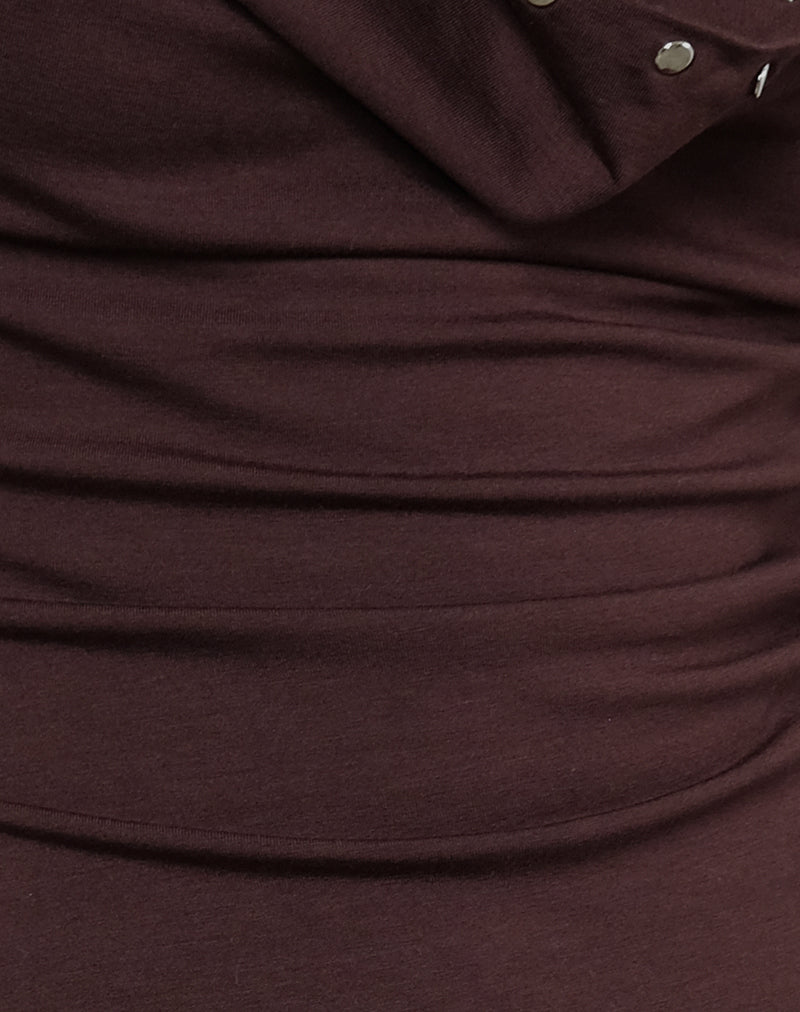 Image of Slater Studded Top in Rayon Jersey Bitter Chocolate