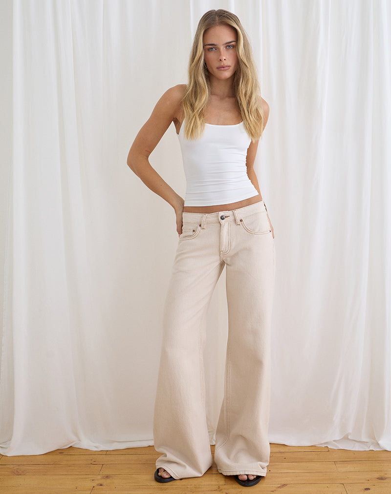 Image of Low Rise Slouchy Flare Jeans in Twill Off White