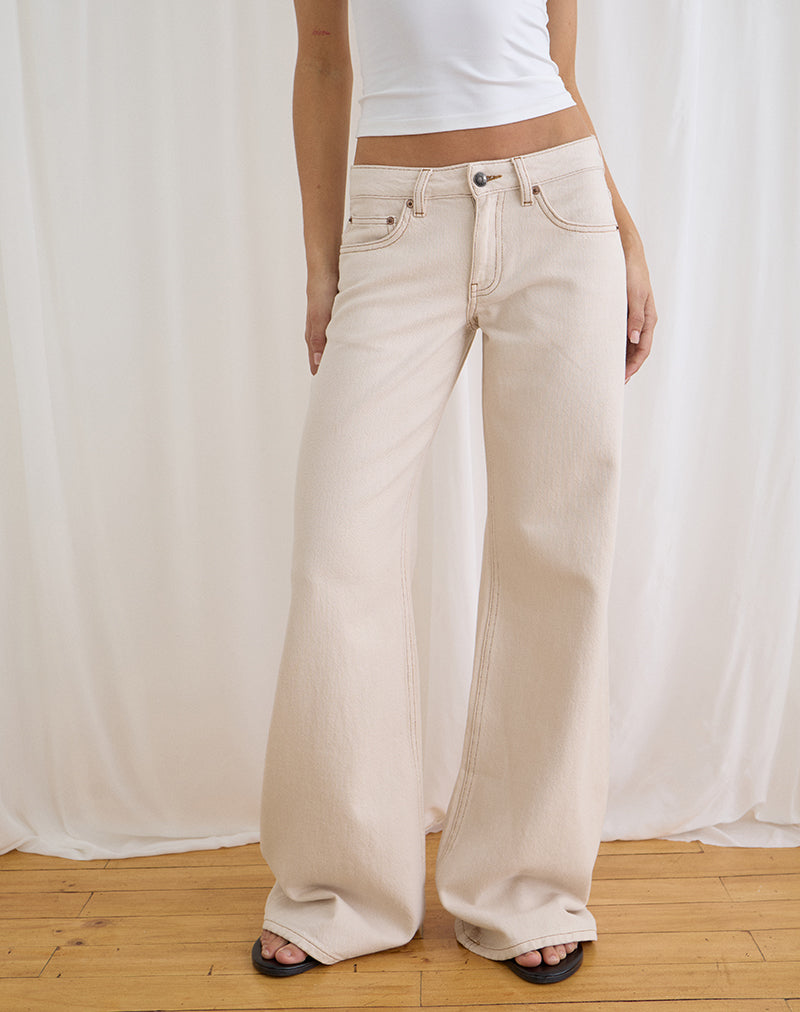 Image of Low Rise Slouchy Flare Jeans in Twill Off White