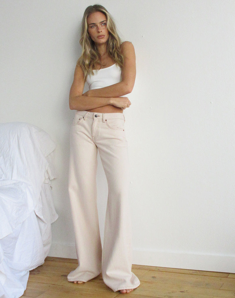 Image of Low Rise Slouchy Flare Jeans in Twill Off White