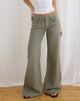 Image of Low Rise Slouchy Flare Jeans in Twill Fern Green