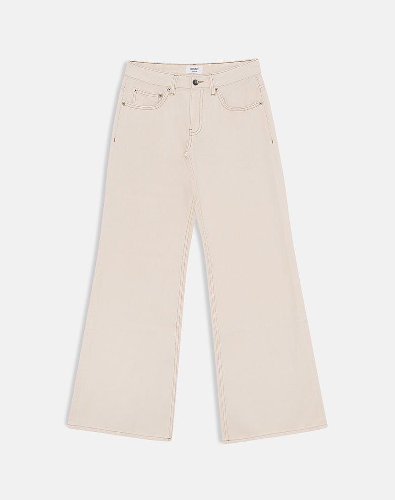 Image of Low Rise Slouchy Flare Jeans in Twill Off White