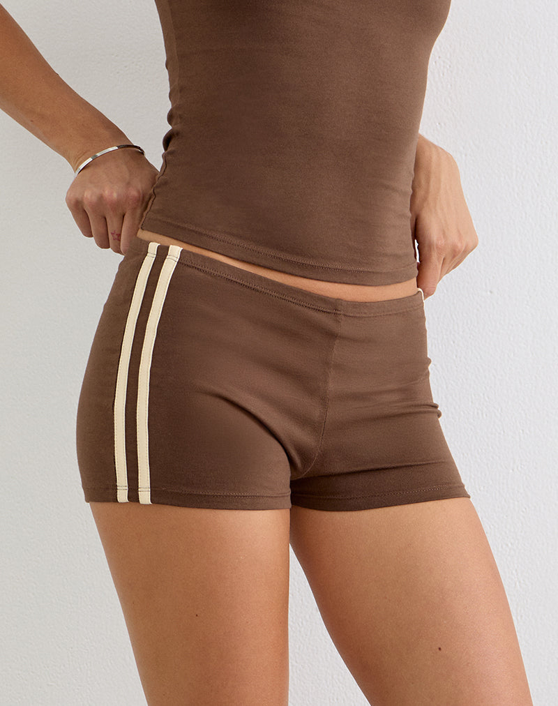 Image of Ainu Short in Cocoa Brown with Buttermilk Binding