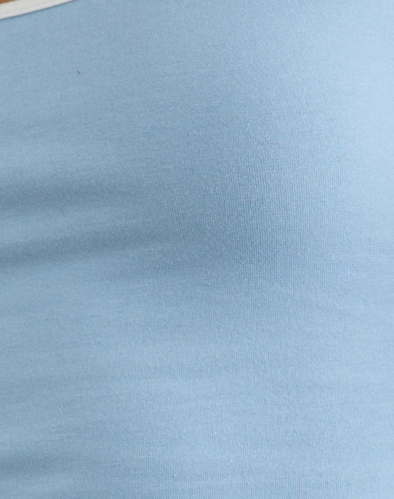 Image of Solani Top in Nantucket Blue with Off White Binding