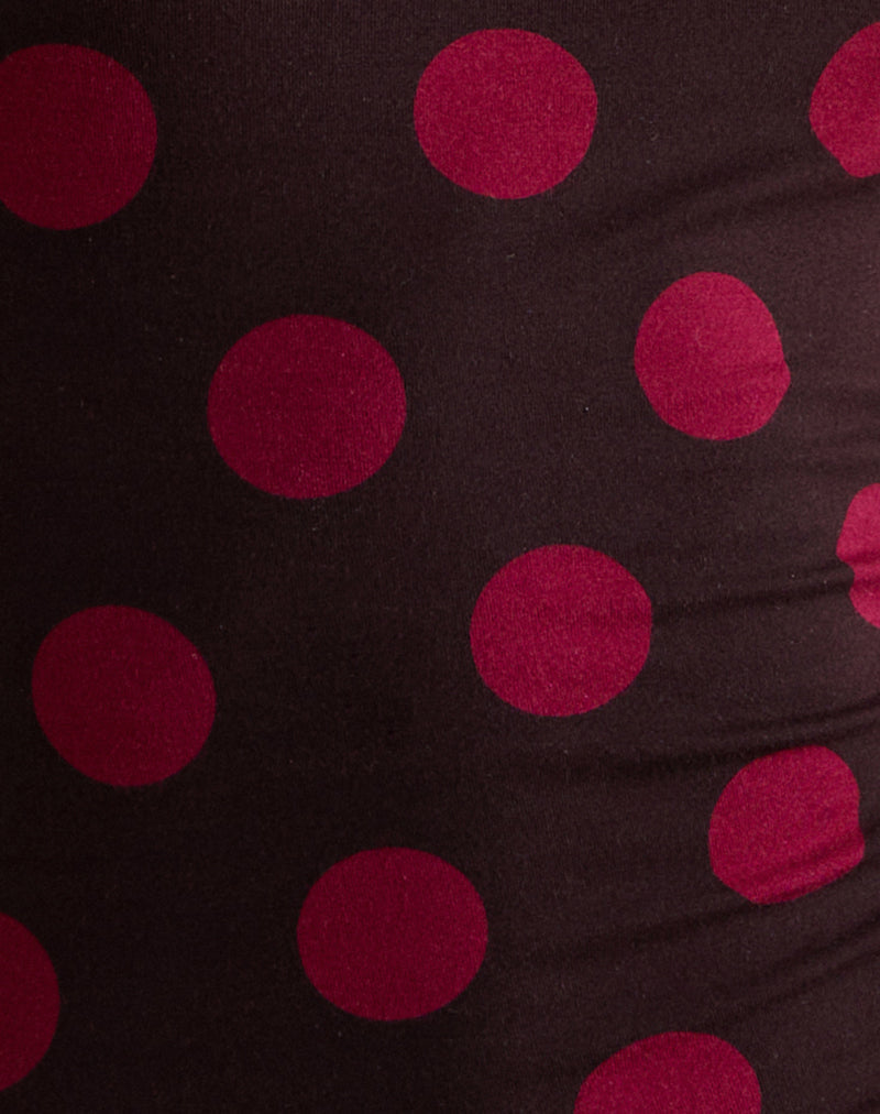 Image of Solani Top in Brown with Big Polka Red